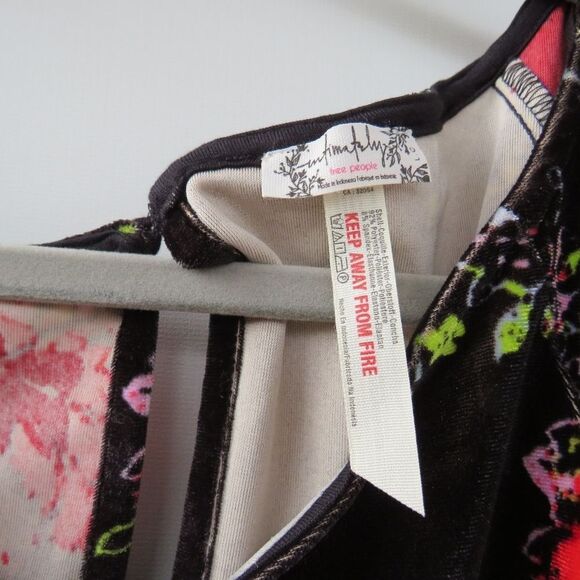 Free People Intimately Large Babe Slouchy Black Velvet Floral Blouson Bodysuit - Picture 5 of 15